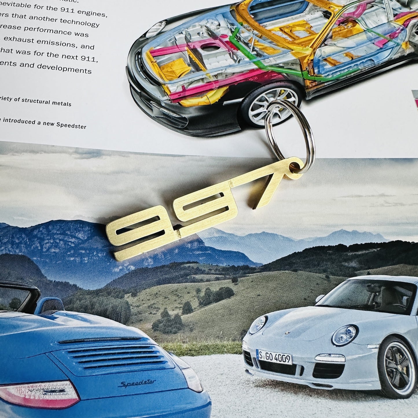 997 Brass Porsche Keychain