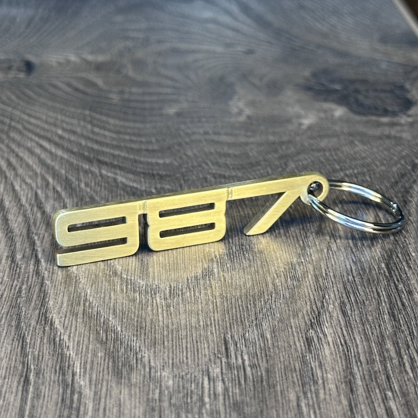 987 Brass Porsche Keychain